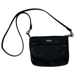 Perlina Black Leather Small Crossbody bag purse